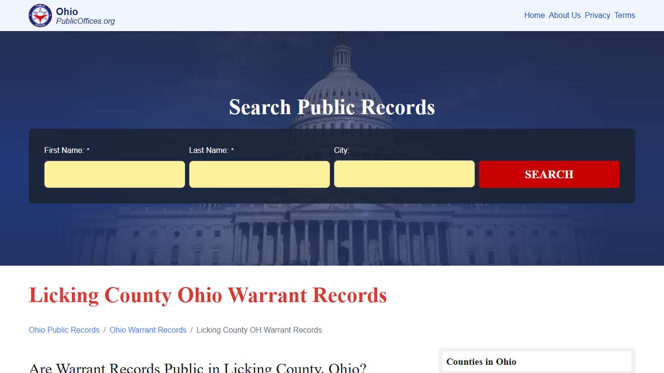 Licking County, OH Warrant Records Search – PublicOffices.org
